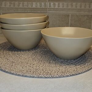 New Threshold 4pc. Set Aralia Organic Stoneware Cereal Bowls-Beige